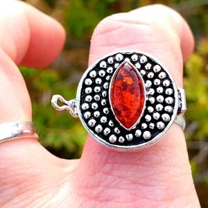 New Amber 925 Silver Poison Ring.